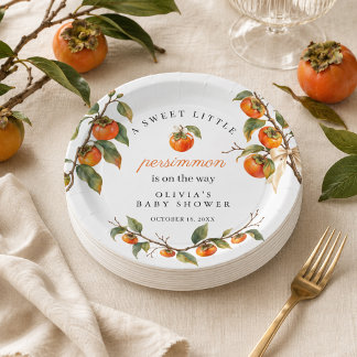 Assiettes En Carton Fête de naissance personnalisée au persimmon aquar