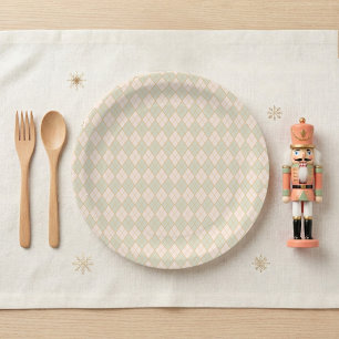 Assiettes En Carton Fête de Noël argyle chic