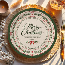 Fête de Noël avec bordure florale à ruban rouge