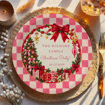 Fête de Noël avec noeud en vichy rose vintage