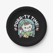 Assiettes En Carton Fête de Noël avec Purr-ty Time Cat (Devant)