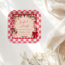 Fête de Noël avec un nœud en vichy rose