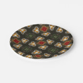 Assiettes En Carton Fête de Noël croix rouge marguerites abstraites (Angle)