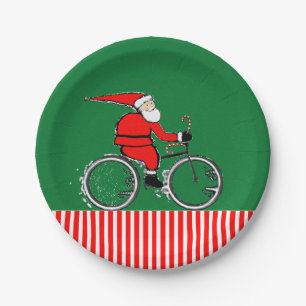Assiettes En Carton Fête de Noël Cycliste