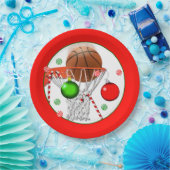 Assiettes En Carton Fête de Noël de basket-ball (Fête)