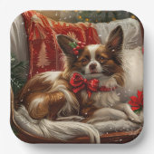 Assiettes En Carton Fête de Noël de chien de Papillon (Recto)