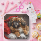 Assiettes En Carton Fête de Noël de Chien Espagnol Tibétain (Fête)