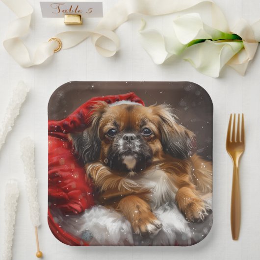 Assiettes En Carton Fête de Noël de Chien Espagnol Tibétain (Mariage)