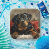 Assiettes En Carton Fête de Noël de chien Rottweiler (Fête)
