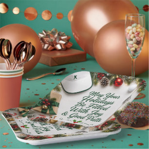 Assiettes En Carton Fête de Noël de golf pour golfeur