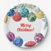 Assiettes En Carton Fête de Noël de l'échange d'ornements d'aquarelle (Devant)