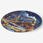 Assiettes En Carton Fête de Noël de l'homme du train à vapeur (Angle)