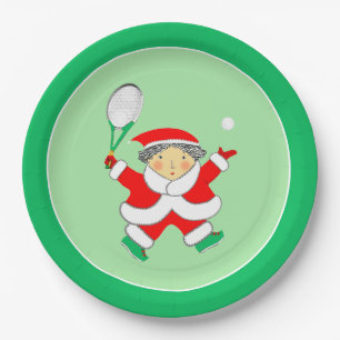 Assiettes En Carton Fête de Noël de tennis