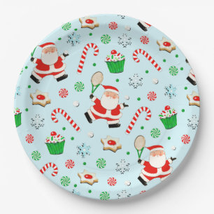 Assiettes En Carton Fête de Noël de tennis