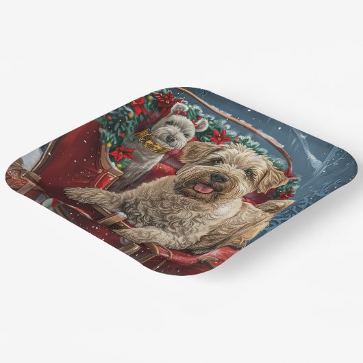 Assiettes En Carton Fête de Noël des chiens errants (Angulaire)