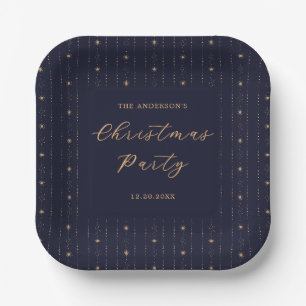 Assiettes En Carton Fête de Noël des Étoiles Bleues Et Or
