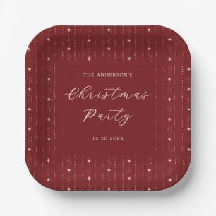 Assiettes En Carton Fête de Noël des étoiles rouges et crémeuses