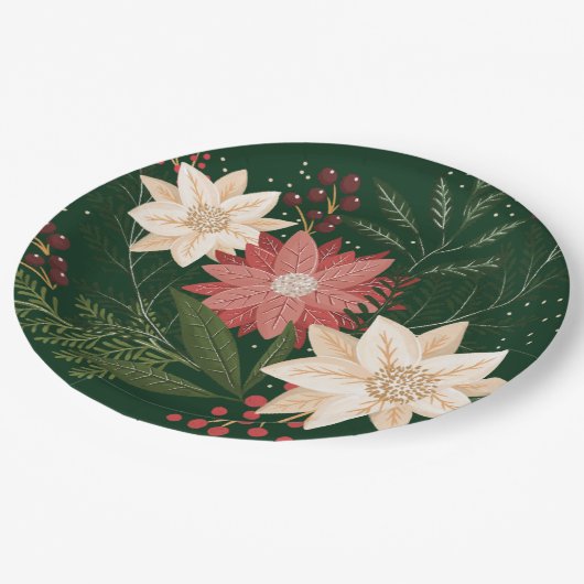 Assiettes En Carton fête de Noël d'hiver (Angle)