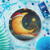 Assiettes En Carton Fête de Noël drôle Lune Galaxy (Fête)
