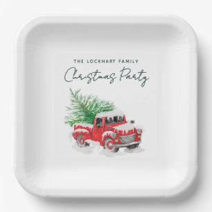 Assiettes En Carton Fête de Noël du camion rouge moderne