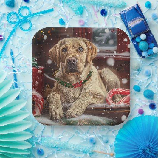 Assiettes En Carton Fête de Noël du chien du Labrador (Fête)