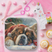 Assiettes En Carton Fête de Noël du chien Mastiff Tibétain (Fête)