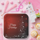 Assiettes En Carton Fête de Noël Etoiles blanches Arbre Red Feux de ne (Fête)