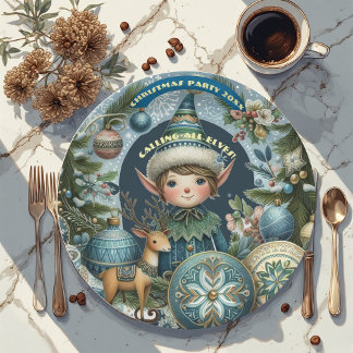 Assiettes En Carton Fête de Noël Flocons de Neige Grêle Tous les Elfes