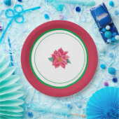 Assiettes En Carton Fête de Noël Florale Rouge & Vert (Fête)