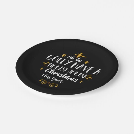 Assiettes En Carton Fête de Noël Holly Jolly moderne Script amusant (Angle)