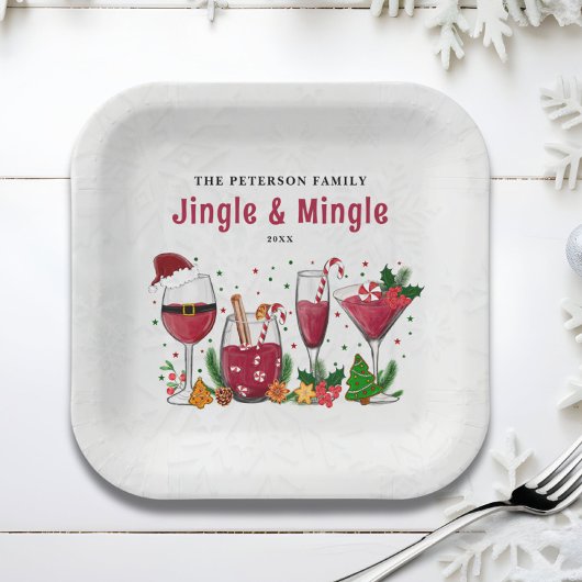Assiettes En Carton Fête de Noël Jingle et Mingle