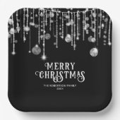 Assiettes En Carton Fête de Noël Noir et Blanc (Recto)