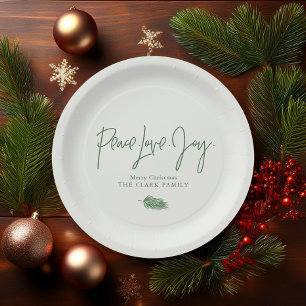 Assiettes En Carton Fête de Noël "Peace Love Joy"