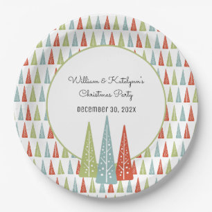 Assiettes En Carton Fête de Noël personnalisée des arbres modernes