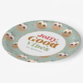 Assiettes En Carton Fête de Noël Retro "Jolly Good Vibes" (Angle)