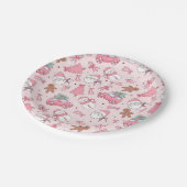 Assiettes En Carton Fête de Noël rose Whimsical (Angle)