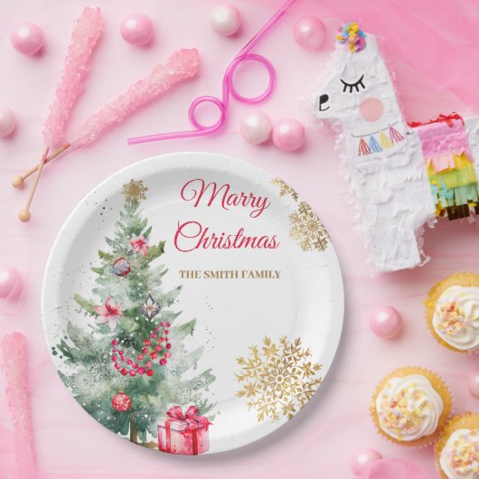 Assiettes En Carton Fête de Noël Rouge Poinsettia (Fête)