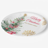 Assiettes En Carton Fête de Noël Rouge Poinsettia (Angle)