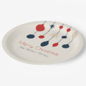 Assiettes En Carton Fête de Noël Rouge Rétro (Angle)