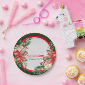 Assiettes En Carton Fête de Noël Rouge Vert Floral (Fête)