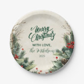 Assiettes En Carton Fête de Noël Rustic Birch Pinecone (Devant)