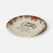 Assiettes En Carton Fête de Noël Rustique Poinsettia Pine (Angle)