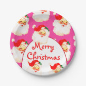 Assiettes En Carton Fête de Noël Santa Claus Rose (Devant)