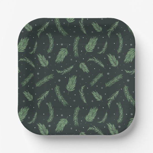 Assiettes En Carton Fête de Noël Spruce Motif (Recto)