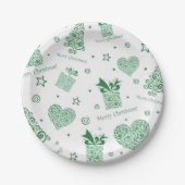 Assiettes En Carton Fête de Noël verte moderne (Devant)
