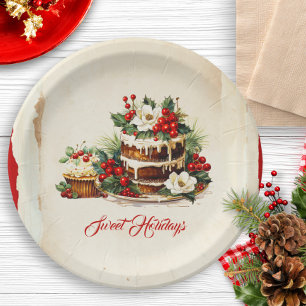 Assiettes En Carton Fête de Noël Vintage sur mesure Green Pine Foliage