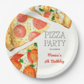 Assiettes En Carton Fête de pizza Watercolor (Devant)