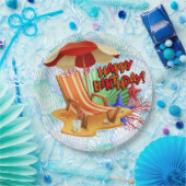 Assiettes En Carton Fête de plage d'anniversaire (Fête)