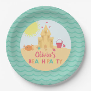 Assiettes En Carton Fête de plage Été Château de sable Anniversaire