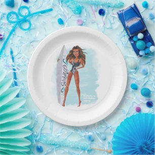 Assiettes En Carton Fête de plage Surf d'été